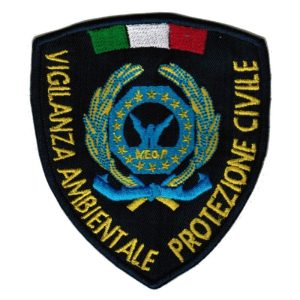 Scudetto ricamato AEOP Vigilanza Ambientale – Protezione Civile fondo blu