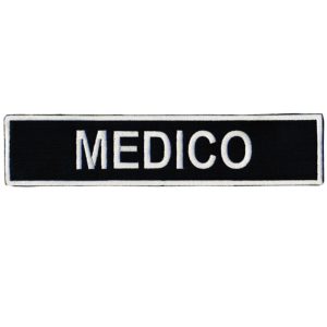 Listello ricamato bianco blu Medico