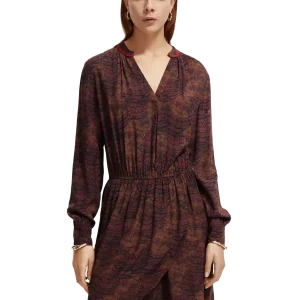 Abito con scollo a V a maniche lunghe