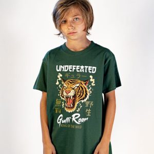 T-shirt “Guller TIGRE” verde bottiglia, regular fit, RAGAZZO/KID