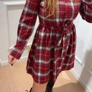 Abito check corto Wren Only 15368634 Rosso