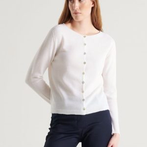 Cardigan paricollo in lana merino