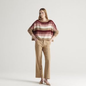 Maglia over a righe con manica stretta