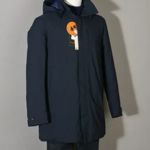 Cappotto uomo blu scuro Save The Duck D4202M MATT9 00146 Blue Black liscio esternamente con cappuccio