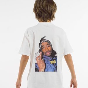 T-Shirt “Guller TuPacFuckTheMoney”, bianco, regular fit RAGAZZO/KID