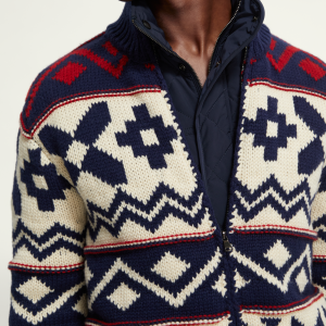 Cardigan Pesante con Zip in misto Lana e Giacca Interna Staccabile