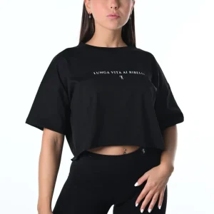 T-Shirt crop -  "LUNGA VITA AI RIBELLI"