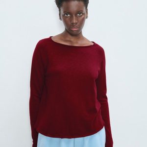 T-shirt maniche lunghe taglio vivo in cotone 100%