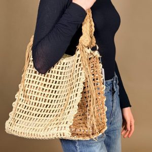 Borsa rafia c/frange – più colori