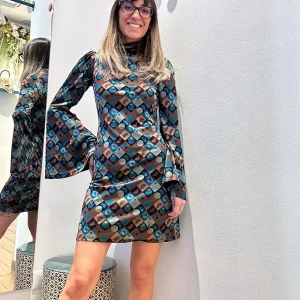 Anonyme Designers Abito in Velluto Fantasia Geometrica