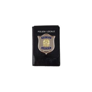 ascot Portafoglio Polizia Locale 600 placca argento verticale in pelle