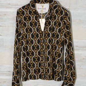 Camicia-blusa donna in seta Le Sarte Pettegole fantasia nero giallo