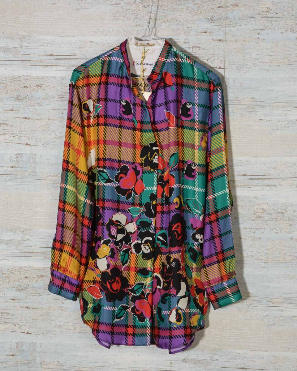 Camicia-Blusa donna Le Sarte Pettegole 100% seta fantasia floreale multicolor - immagine 6