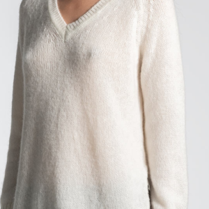 Maglia scollo a V manica Raglan in lana Merino