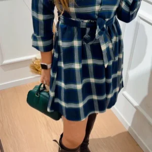 Abito check corto Wren Only 15368634 blu