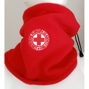 scalda collo croce rossa in pile rosso con logo ricamato