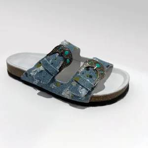 Taji Sandalo Bucklet Denim Paint