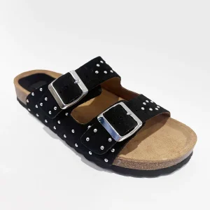 Taji Sandalo Nero Vitello Scamosciato